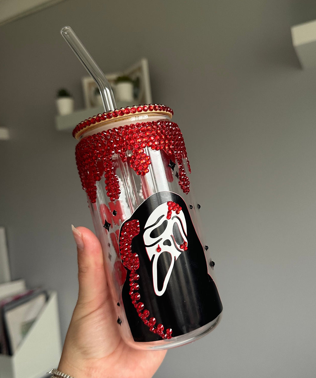 Diamanté Ghostface Glass Tumbler